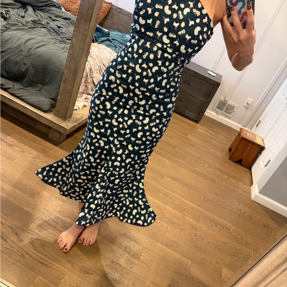 Agua Bendita Teal & White Printed Mermaid Dress